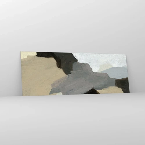 Schilderen op glas - Abstractie: het kruispunt van grijs - 140x50 cm