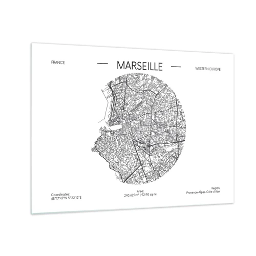 Schilderen op glas - Anatomie van Marseille - 70x50 cm