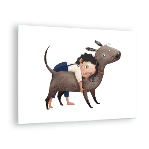 Schilderen op glas Arttor 70x50 cm - Beste vrienden - Voor Kinderen, Hond, Meisje, Verhaal, Grafische Afbeeldingen, Naar de woonkamer, Naar de slaapkamer, Wit, Bruin, Horizontaal, Glas, GAA70x50-4783