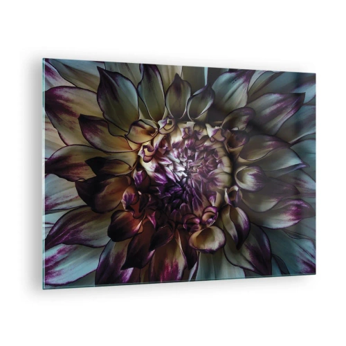 Schilderen op glas Arttor 70x50 cm - De hoogtijdagen van de jeugd - Bloemen, Dahlia, Bloeiende Bloem, Liefde, Natuur, Naar de woonkamer, Naar de slaapkamer, Wit, Paars, Horizontaal, Glas, GAA70x50-5122