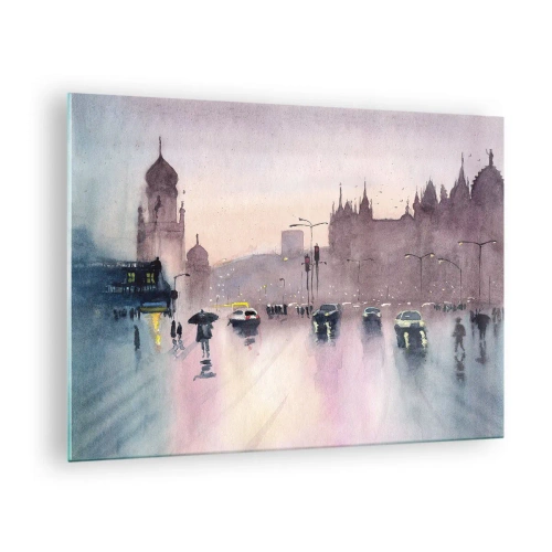 Schilderen op glas Arttor 70x50 cm - In de regenachtige nevel - Stad, Architectuur, Monumenten, Kunst, Schilderen, Naar de woonkamer, Naar de slaapkamer, Wit, Zwart, Horizontaal, Glas, GAA70x50-4579