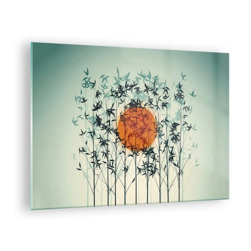 Schilderen op glas Arttor 70x50 cm - Japanse zon - Abstractie, Grafische Afbeeldingen, Exotisch, Natuur, Moderne Kunst, Naar de woonkamer, Naar de slaapkamer, Zwart, Oranje, Horizontaal, Glas, GAA70x50-5104