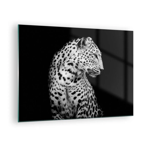 Schilderen op glas Arttor 70x50 cm - Juist profiel perfect! - Dieren, Luipaard, Zwart En Wit, Roofdier, Natuur, Naar de woonkamer, Naar de slaapkamer, Wit, Zwart, Horizontaal, Glas, GAA70x50-4919