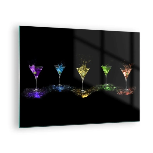 Schilderen op glas Arttor 70x50 cm - Kleuren van vreugde in kristalglas - Gastronomie, Cocktail, Kleurrijk Drankje, Kunst, Spel, Naar de woonkamer, Naar de slaapkamer, Paars, Blauw, Horizontaal, Glas, GAA70x50-0442