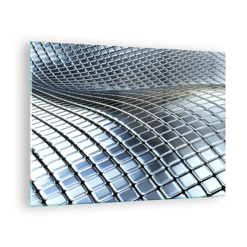 Schilderen op glas Arttor 70x50 cm - Metallic zilveren golf - Abstractie, Grafische Afbeeldingen, Kunst, Driedimensionaal, Computer Beelden, Naar de woonkamer, Naar de slaapkamer, Zilver, Grijs, Horizontaal, Glas, GAA70x50-2574