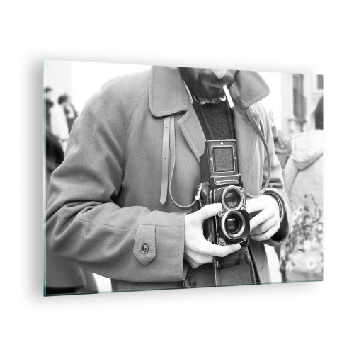 Schilderen op glas Arttor 70x50 cm - Retro stijl - Camera, Vintage, Camera, Fotograaf, Retro, Naar de woonkamer, Naar de slaapkamer, Wit, Zwart, Horizontaal, Glas, GAA70x50-5009