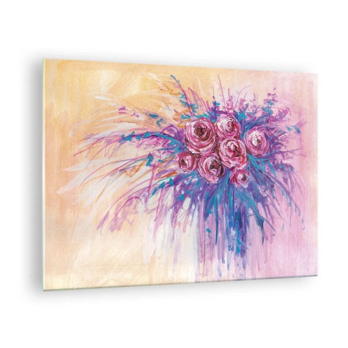 Schilderen op glas Arttor 70x50 cm - Rozenfontein - Bloemen, Boeket Bloemen, Roos, Kunst, Schilderen, Naar de woonkamer, Naar de slaapkamer, Wit, Paars, Horizontaal, Glas, GAA70x50-4465