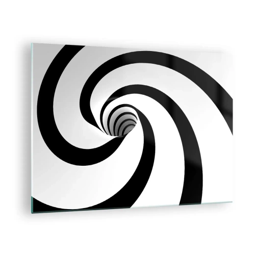 Schilderen op glas Arttor 70x50 cm - Toegeven aan de draaikolk? - Abstractie, 3D, Vortex, Zwart En Wit, Lus, Naar de woonkamer, Naar de slaapkamer, Wit, Zwart, Horizontaal, Glas, GAA70x50-2649