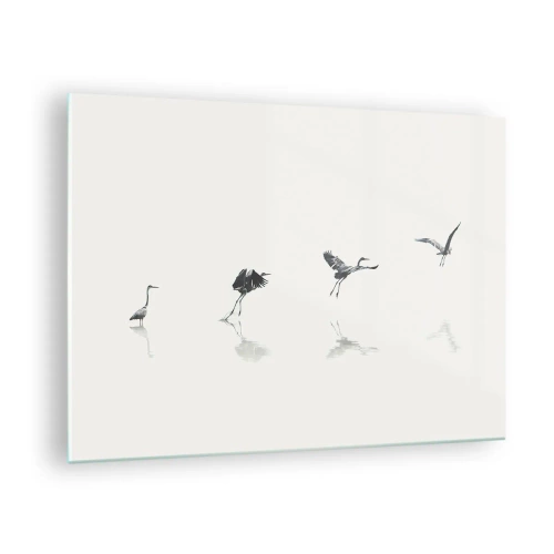 Schilderen op glas Arttor 70x50 cm - Vier eenvoudige stappen - Vogel, Reiger, Grafische Afbeeldingen, Natuur, Vlucht, Naar de woonkamer, Naar de slaapkamer, Wit, Zwart, Horizontaal, Glas, GAA70x50-5096