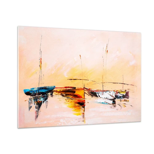 Schilderen op glas - Avond in de jachthaven - 100x70 cm