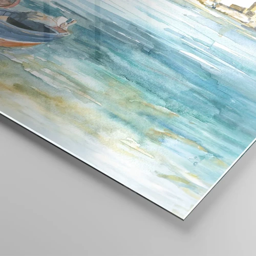 Schilderen op glas - Azuurblauw landschap - 70x70 cm