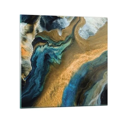 Schilderen op glas - Blauw - geel - wederzijdse invloeden - 60x60 cm