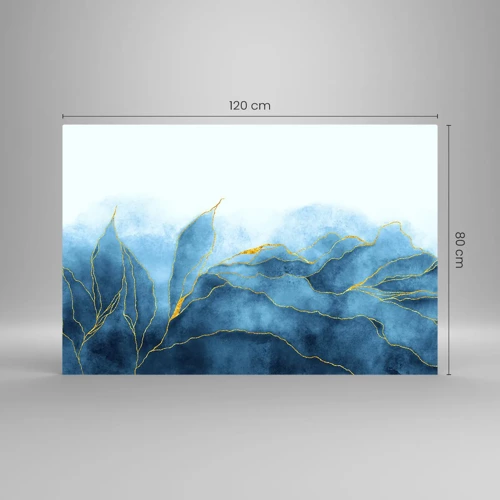 Schilderen op glas - Blauw in goud - 120x80 cm