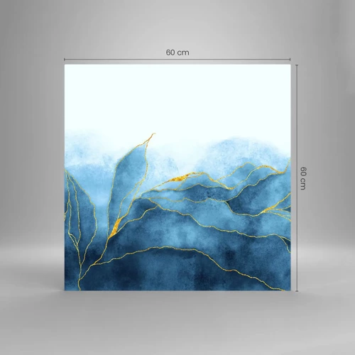 Schilderen op glas - Blauw in goud - 60x60 cm