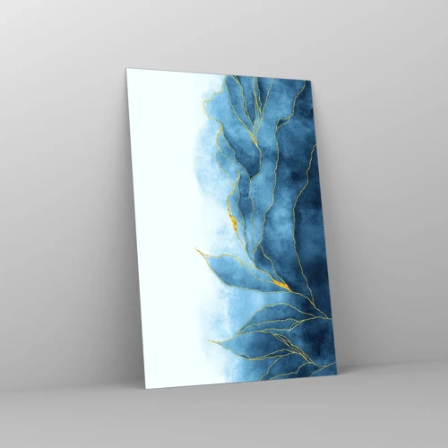 Schilderen op glas - Blauw in goud - 80x120 cm
