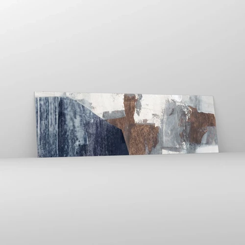 Schilderen op glas - Blauwe en bruine vormen - 160x50 cm