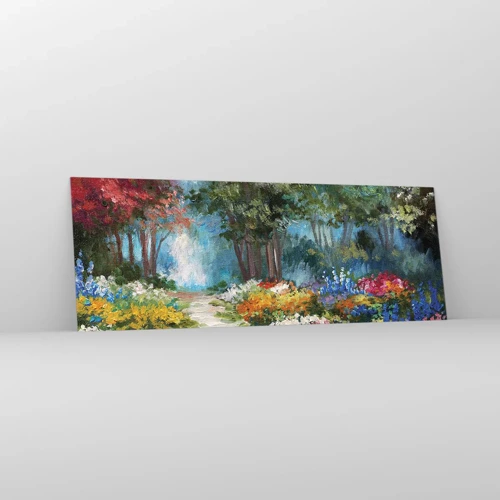 Schilderen op glas - Bostuin, bloemenbos - 140x50 cm