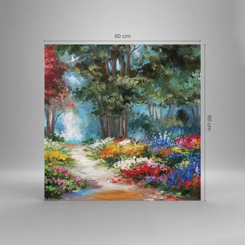 Schilderen op glas - Bostuin, bloemenbos - 60x60 cm