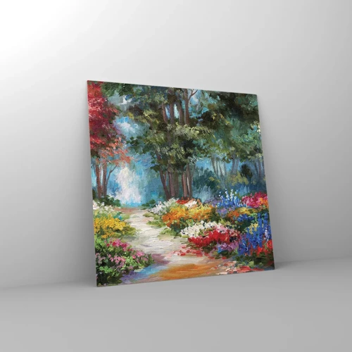 Schilderen op glas - Bostuin, bloemenbos - 60x60 cm