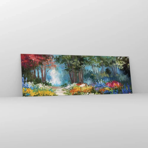 Schilderen op glas - Bostuin, bloemenbos - 90x30 cm