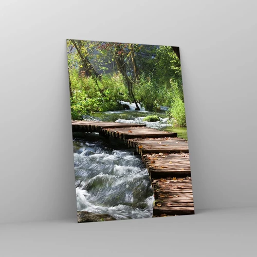 Schilderen op glas - Boven de schuimige waterval - 50x70 cm