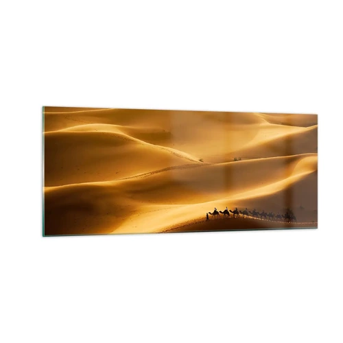 Schilderen op glas - Caravan in de woestijngolven - 100x40 cm