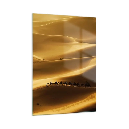 Schilderen op glas - Caravan in de woestijngolven - 50x70 cm
