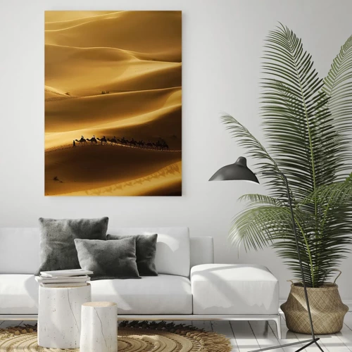 Schilderen op glas - Caravan in de woestijngolven - 80x120 cm