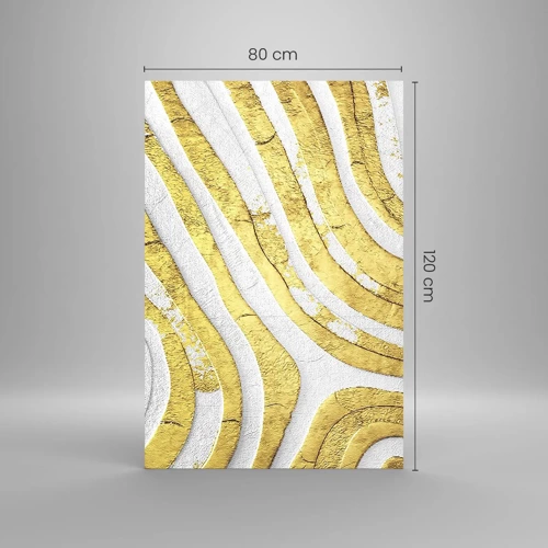 Schilderen op glas - Compositie in wit en goud - 80x120 cm