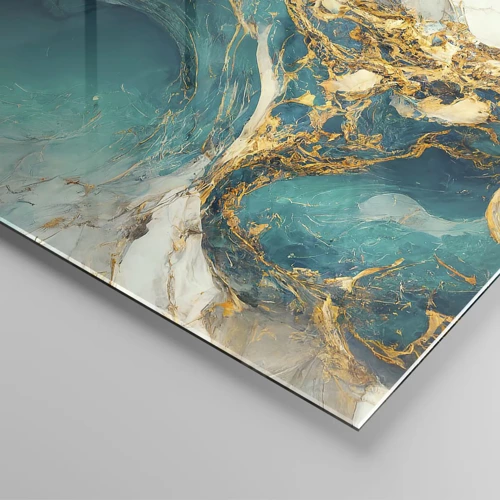 Schilderen op glas - Compositie met goudaders - 100x40 cm
