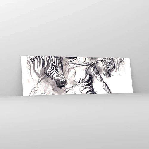 Schilderen op glas - Dansend met de zebra's - 160x50 cm