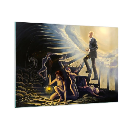 Schilderen op glas - Danteske reis naar het licht - 100x70 cm