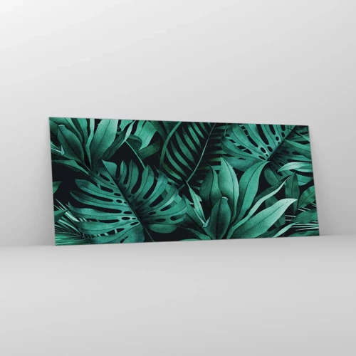 Schilderen op glas - De diepte van tropisch groen - 120x50 cm