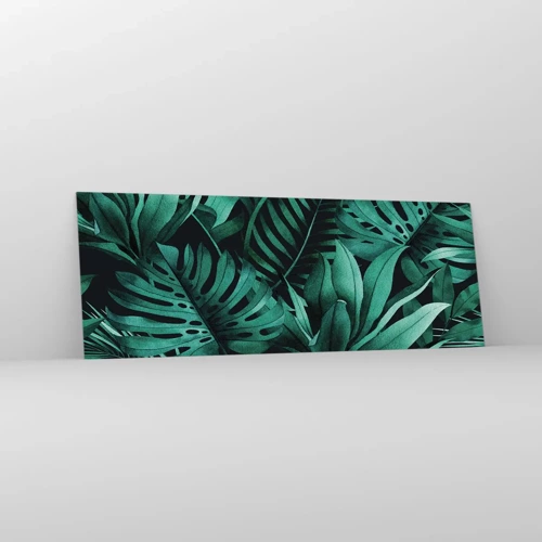 Schilderen op glas - De diepte van tropisch groen - 140x50 cm