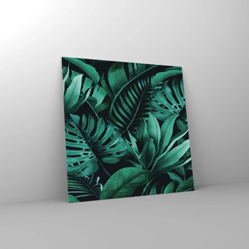 Schilderen op glas - De diepte van tropisch groen - 30x30 cm