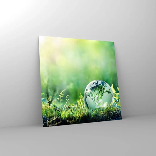 Schilderen op glas - De groene planeet - 50x50 cm