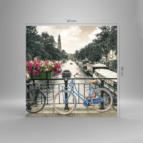 Schilderen op glas - De kleuren van de Amsterdamse straat - 50x50 cm