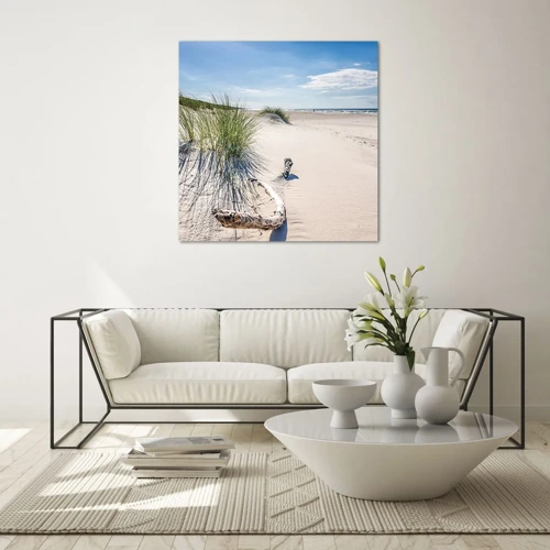 Schilderen op glas - De mooiste zandstrand? Oostzee-strand - 40x40 cm