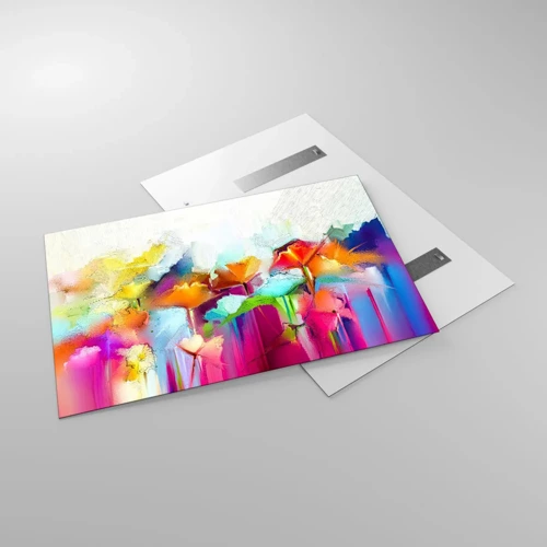 Schilderen op glas - De regenboog is tot bloei gekomen - 120x80 cm