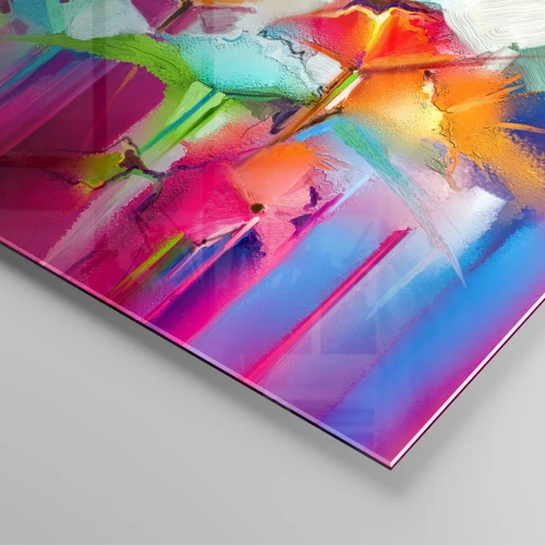 Schilderen op glas - De regenboog is tot bloei gekomen - 140x50 cm