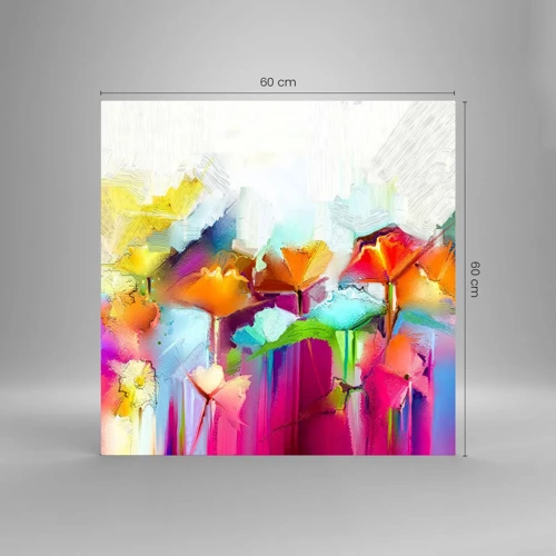 Schilderen op glas - De regenboog is tot bloei gekomen - 60x60 cm