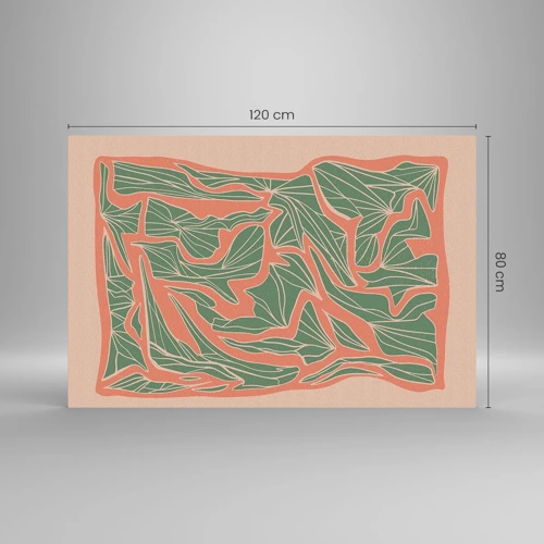 Schilderen op glas - De strijd tussen koraal en groen - 120x80 cm