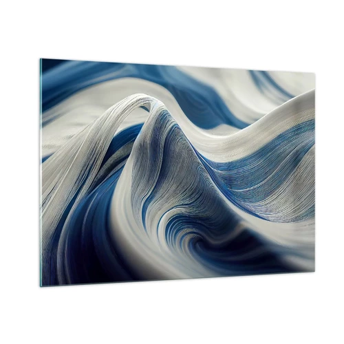 Schilderen op glas - De vloeibaarheid van blauw en wit - 100x70 cm
