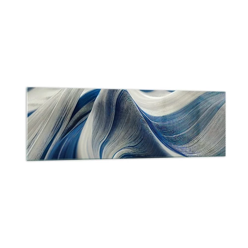 Schilderen op glas - De vloeibaarheid van blauw en wit - 160x50 cm