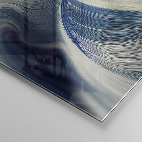Schilderen op glas - De vloeibaarheid van blauw en wit - 160x50 cm
