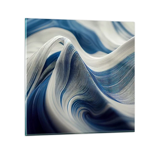 Schilderen op glas - De vloeibaarheid van blauw en wit - 30x30 cm