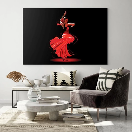 Schilderen op glas - De vurige geest van flamenco - 70x50 cm