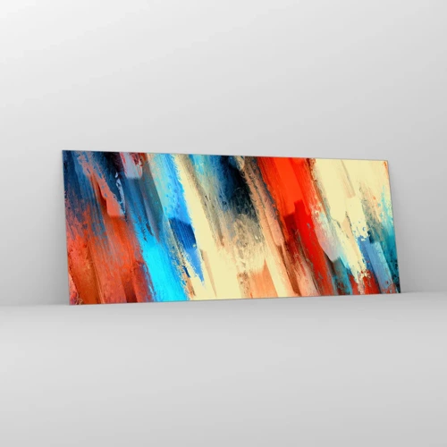 Schilderen op glas - Een cascade van kleuren - 100x40 cm