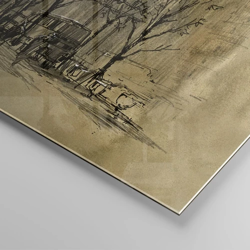 Schilderen op glas - Een date in de Londense mist - 120x80 cm