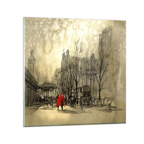Schilderen op glas - Een date in de Londense mist - 30x30 cm